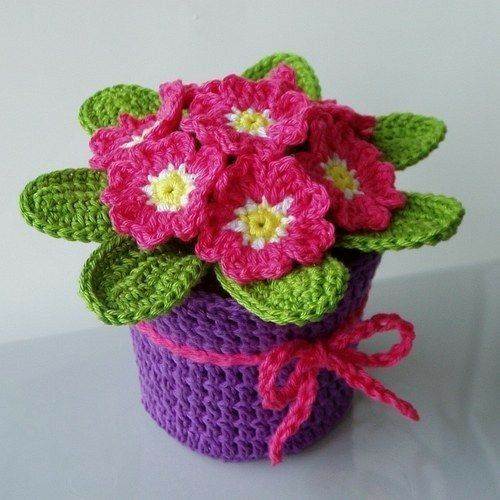 Patrón Vaso De Flores De Crochet