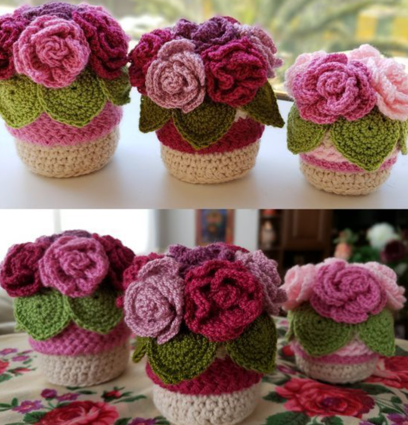 Patrón Vaso De Flores De Crochet